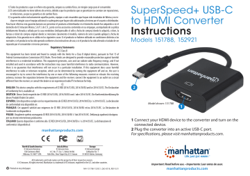 Manhattan 151788 USB-C to HDMI Converter Quick Instruction Guide | Manualzz