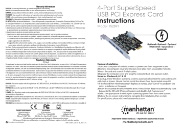 Manhattan 152891 4-Port SuperSpeed USB PCI Express Card Quick Instruction Guide | Manualzz