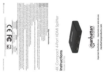 Manhattan 207706 4K Compact 4-Port HDMI Splitter Quick Instruction Guide | Manualzz