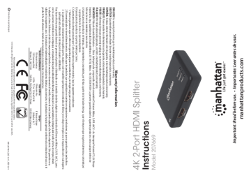 Manhattan 207669 4K 2-Port HDMI Splitter Quick Instruction Guide | Manualzz