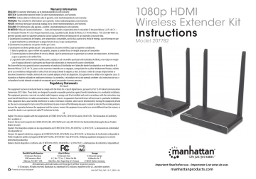 Manhattan 207782 1080p HDMI Wireless Extender Kit Quick Instruction Guide | Manualzz