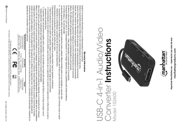 Manhattan 152600 USB-C 4-in-1 Audio/Video Converter Quick Instruction Guide | Manualzz