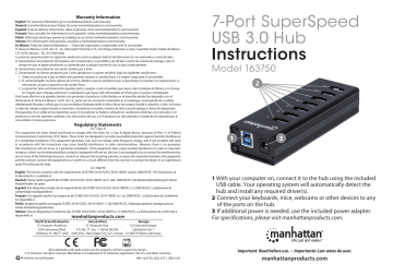 Manhattan 163750 7-Port SuperSpeed USB 3.0 Hub Quick Instruction Guide | Manualzz