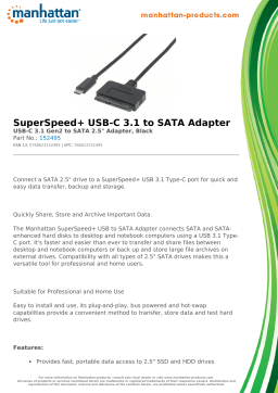 Manhattan 152495 SuperSpeed+ USB-C 3.1 to SATA Adapter Datasheet