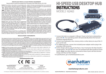 Manhattan 162463 Hi-Speed 13-Port Desktop USB Hub Instructions | Manualzz