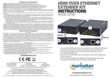 Manhattan 207393 HDMI over Ethernet Extender Kit Instructions | Manualzz