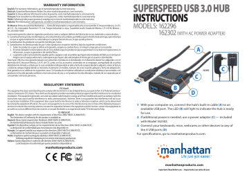 Manhattan 162296 SuperSpeed USB 3.0 Hub Instructions | Manualzz