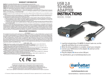 Manhattan 151061 USB 2.0 to HDMI Adapter Instructions | Manualzz