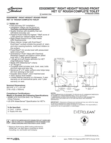 American Standard Edgemere White Round Chair Height 2-piece