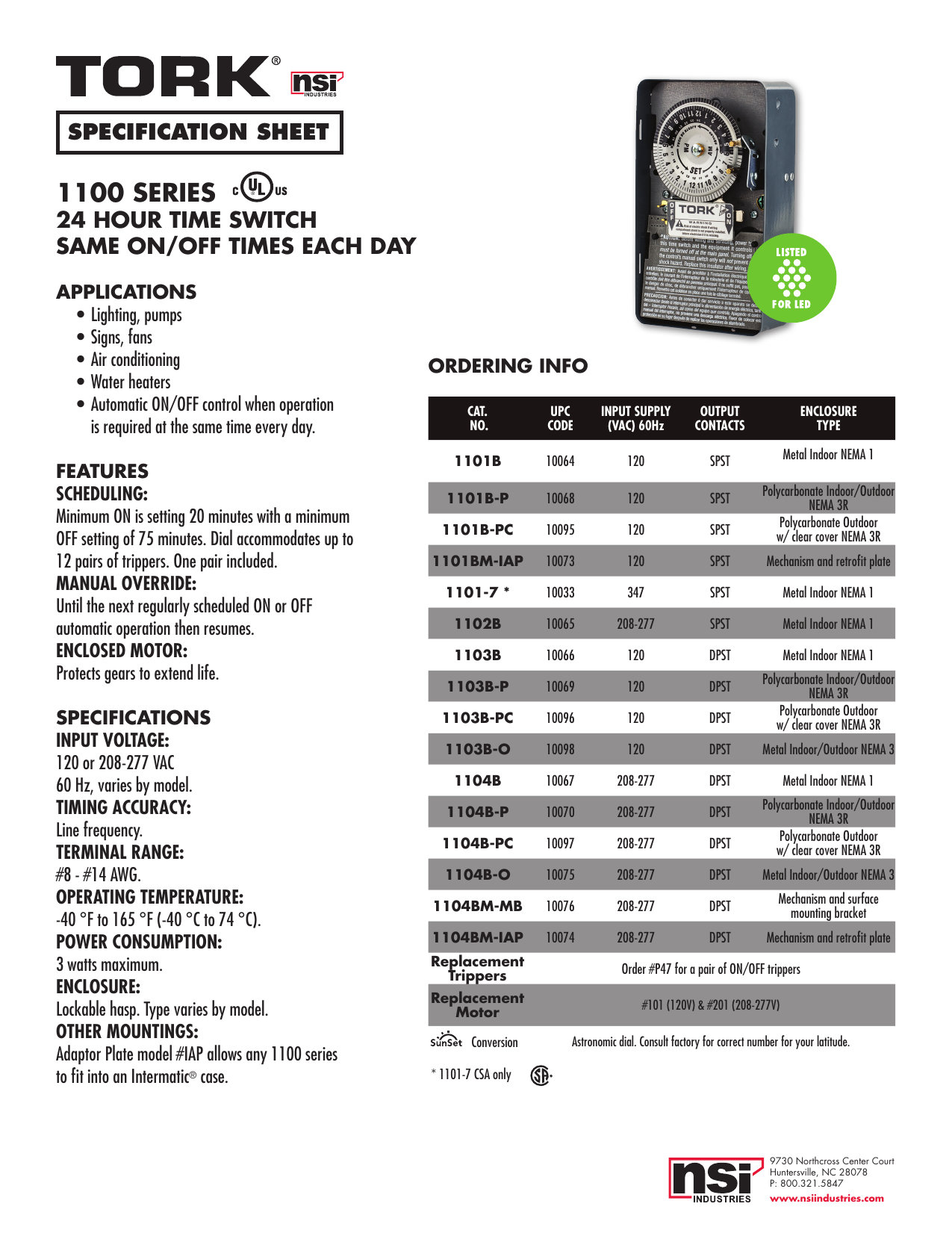 Tork 1101b Mechanical Lighting Timer Manual Manualzz