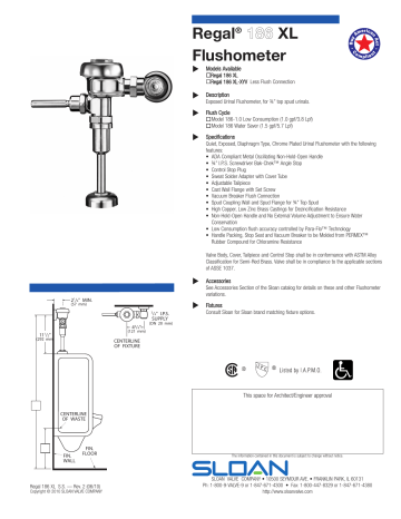 Sloan 3082653 Regal 186-1 XL 1.0 GPF Manual Urinal Flush Valve Polished ...