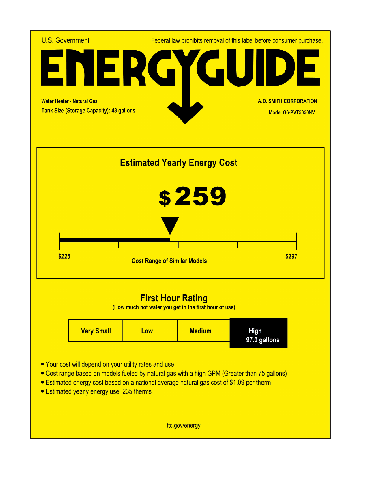 A.O. Smith G6-PVT5050NV Signature Premier 50-Gallon Tall 6-Year Limited  50000-BTU Natural Gas Water Heater Guide | Manualzz