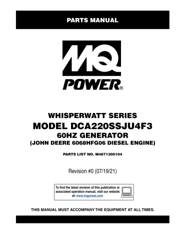 MQ Power DCA220SSJU4F3 Generator Parts Manual | Manualzz