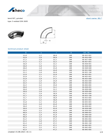 Heco Bg.bg. Bend 90°, Grinded Specification 