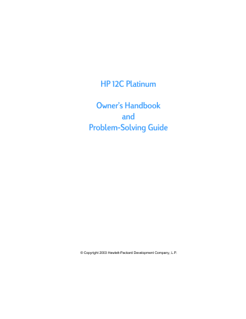 HP 12C Owner's Handbook Manual | Manualzz