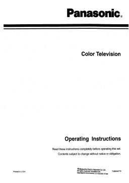 Panasonic CT-20S11 Operating Instructions Manual