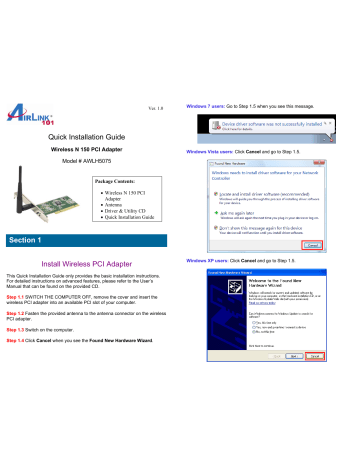 Airlink101 AWLH5075 Quick Installation Guide | Manualzz