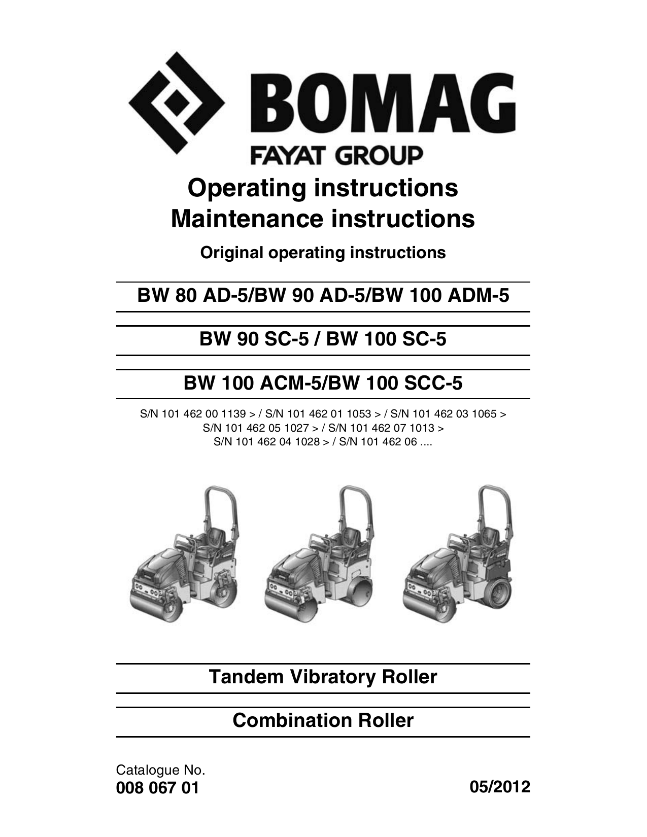 Bomag BW90 S Walze Vibrationswalze Betriebsanleitung Wartungsanleitung 1986 
