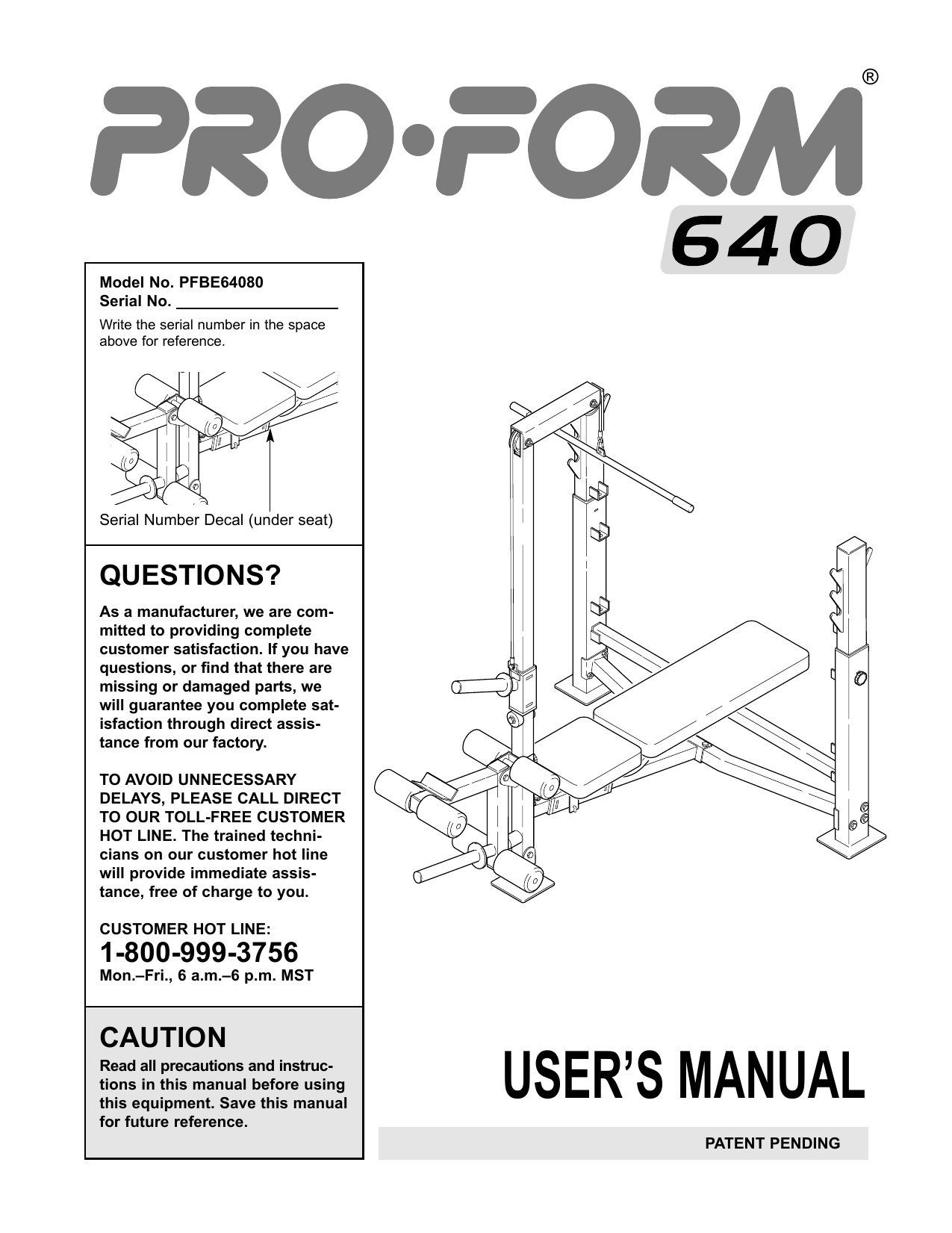 Proform 640 weight online bench