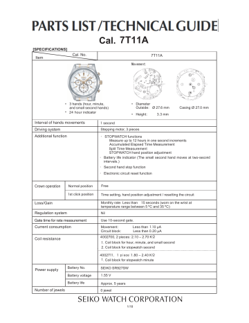 Seiko 7T11A Technical Manual | Manualzz