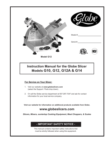 Globe G10, G12, G12A, G14 Instruction Manual | Manualzz