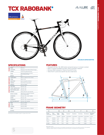 Giant TCX RABOBANK Datasheet | Manualzz