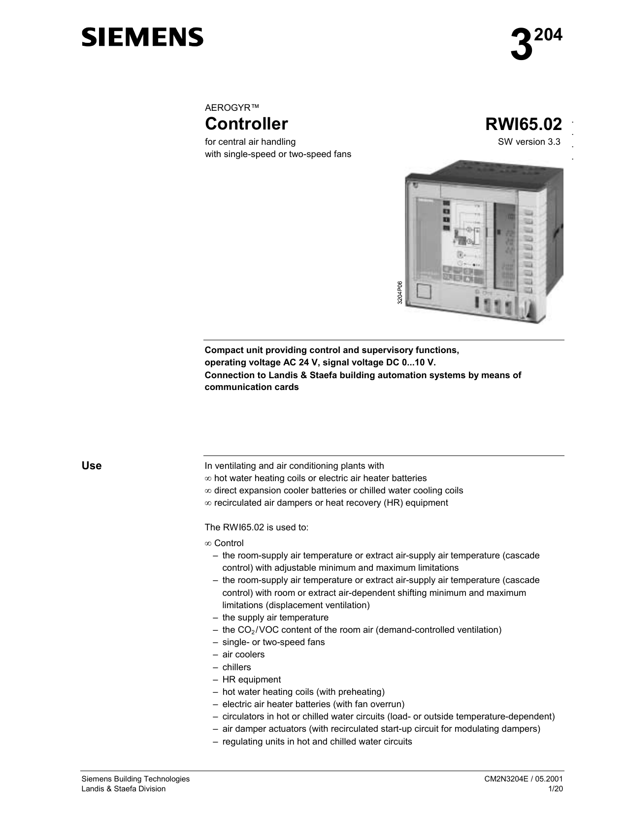 User manual Siemens Landis & Staefa RDD10 (English - 12 pages)