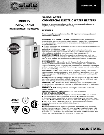 State Water Heaters CSB 52 Specifications | Manualzz