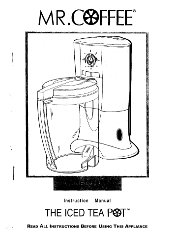 Mr Coffee Concepts Iced Tea Maker Instruction Manual | Manualzz