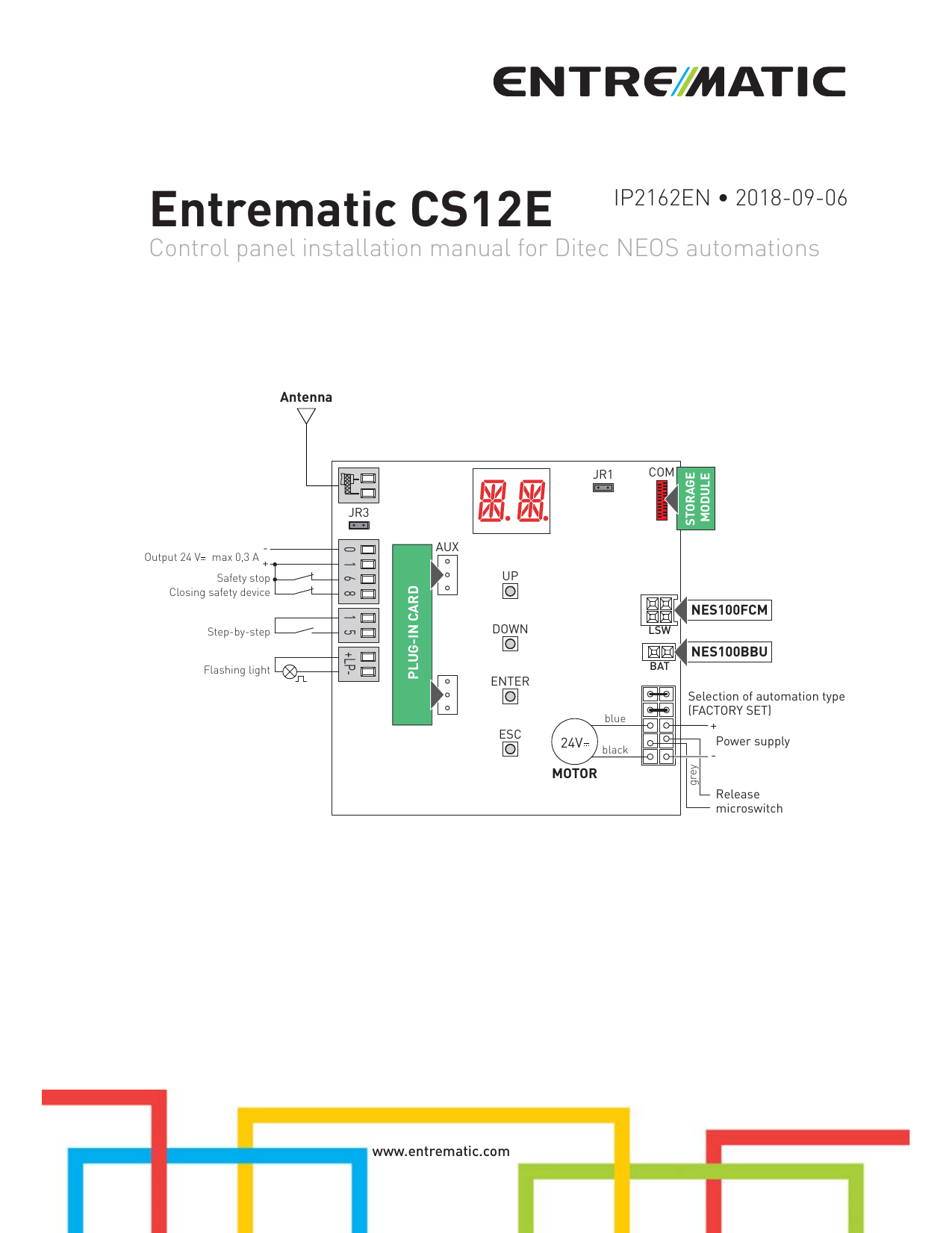 Ditec CS12E control board for NEOS motors with integrated 433,92 MHz receiver 