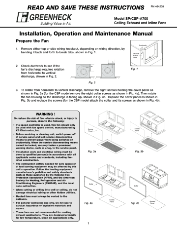 Greenheck SP-A700 Installation, Operation And Maintenance Manual | Manualzz