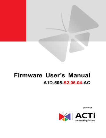 ACTi S2.06.04 Camera Firmware Manual | Manualzz