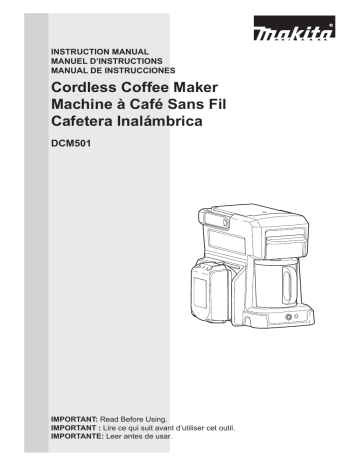 Makita DCM501 Cordless Coffee Maker User Manual | Manualzz