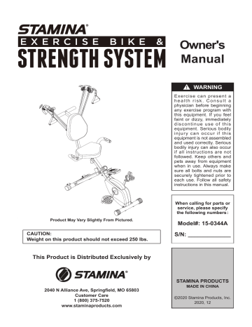 Stamina exercise bike online manual