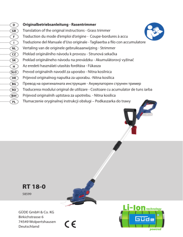 Güde Akku Rasentrimmer RT 1820105 Mode d'emploi Manualzz