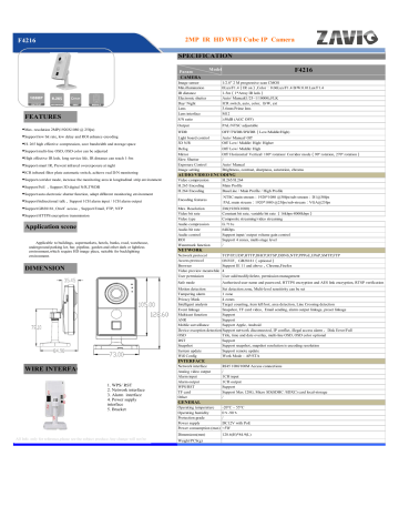 ZAVIO F4216 Cube Camera Datasheet | Manualzz