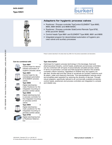 Burkert KK01 Adapters Data Sheet | Manualzz