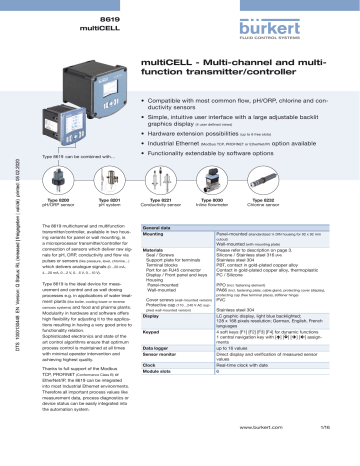 Burkert 8619 MultiCELL Data Sheet | Manualzz