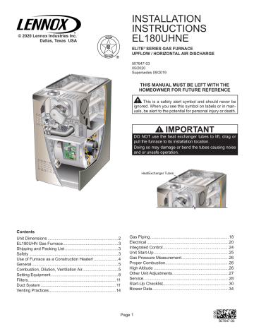 lennox furnace parts recalls