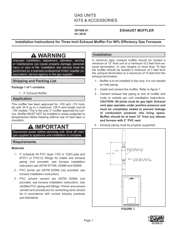 Lennox Three Inch Exhaust Muffler For 90% Efficiency Gas Furnaces ...