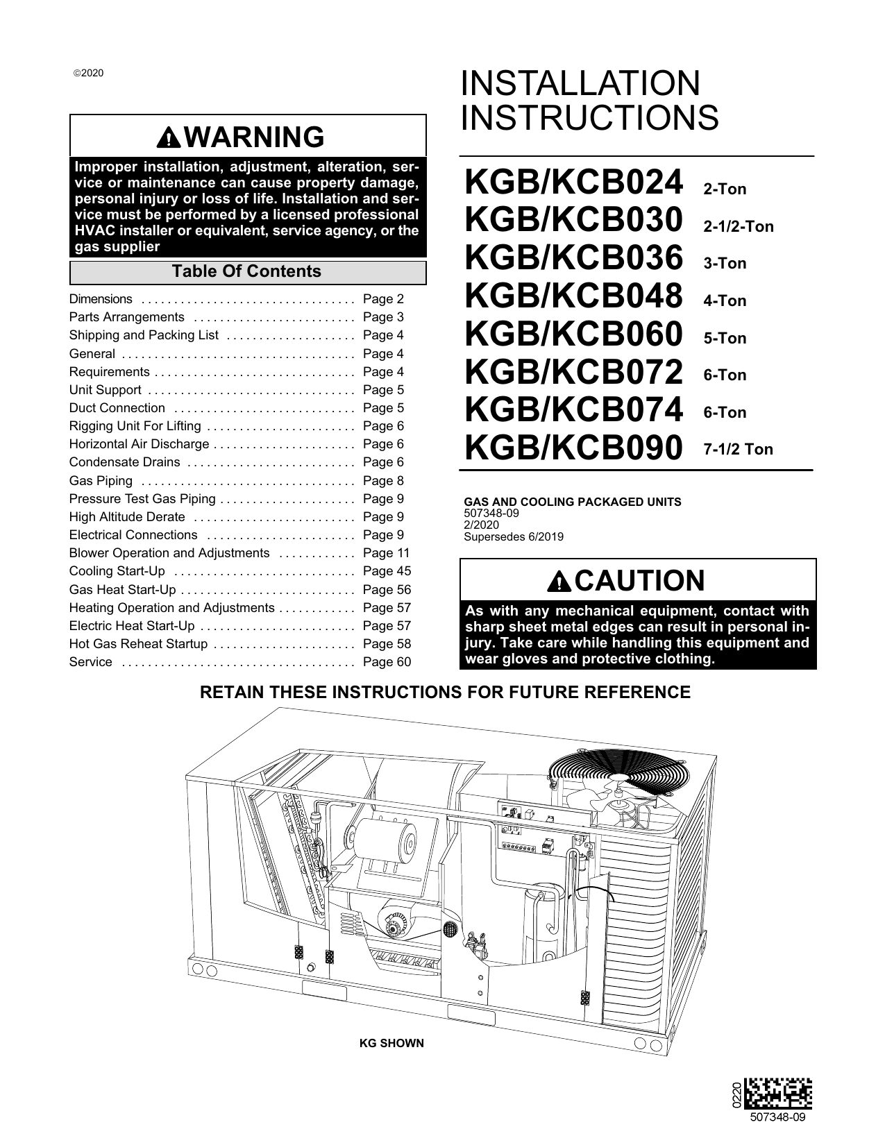 Lennox KC/KG 024, 030, 036, 048, 060, 072, 074, 090 -- A Box (2, 2.5, 3, 4,  5, 6, u0026 7-1/2 tons) Installation Instructions | Manualzz