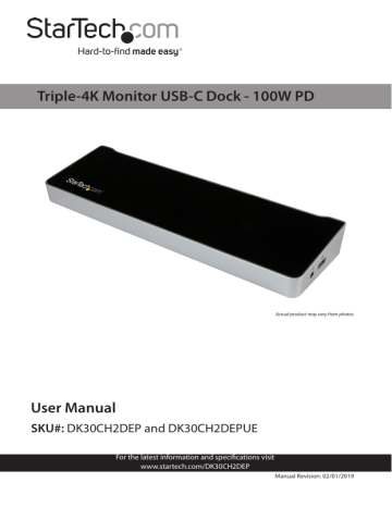 StarTech.com DK30CH2DEP USB-C Dock User manual | Manualzz