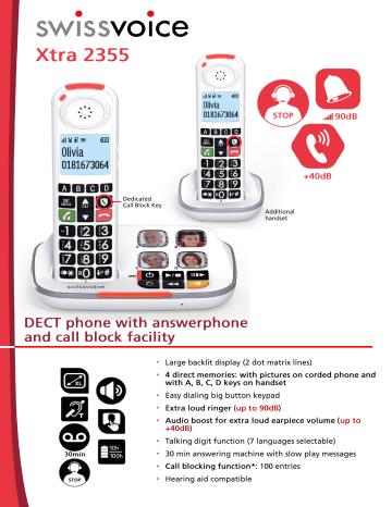 Téléphone duo filaire répondeur combiné DECT - Xtra 3355 Combo - Téléphone fixe Téléphone duo filaire répondeur combiné DECT - Xtra 3355 Combo - Téléphone fixe