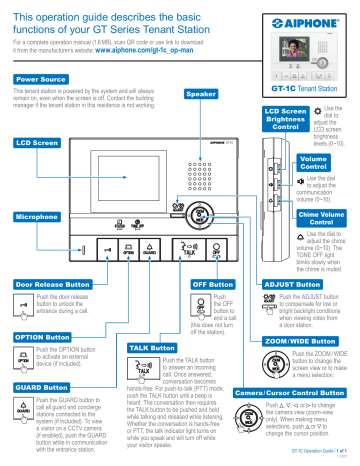 Aiphone GT-1C Operation Manual | Manualzz