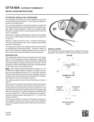 Goodman OT18-60A Outdoor Heat Pump Stat Installation Instructions ...