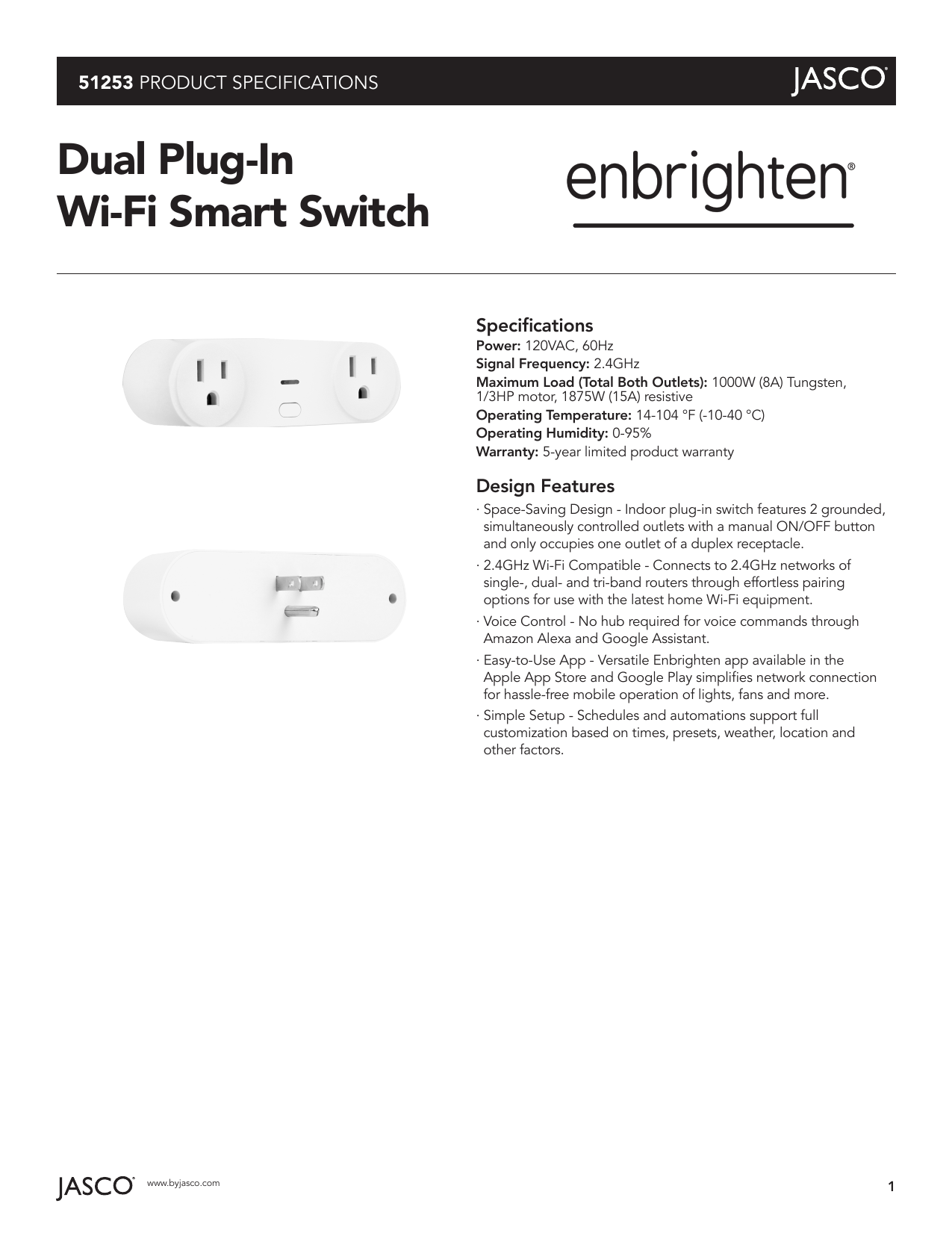 Enbrighten-Plug-in-2-Outlet-WiFi-Smart-Switch-White