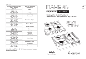 Gefest Панель варочная ПВГ 1214-01 Инструкция по применению | Manualzz
