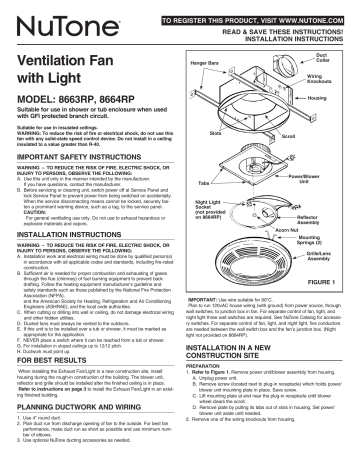 Broan-NuTone 8664RP Ventilation Fan Installation instructions | Manualzz