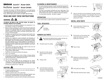 Broan-NuTone QK60S 60 CFM Quick Install Bathroom Exhaust Fan Motor and ...