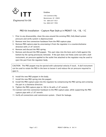 ITT Conoflow PRD Kit Installation Sheet | Manualzz